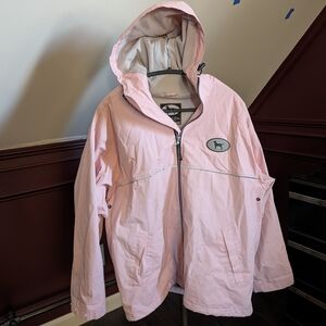 The Black Dog Vintage Pink Rain Coat Zip-up Mesh Logo Jacket Relfective